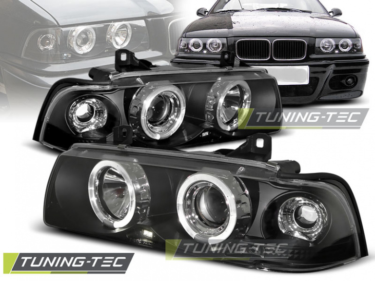 LED Angel Eyes Scheinwerfer für BMW 3er E36 Coupe/Cabrio 90-99 schwarz